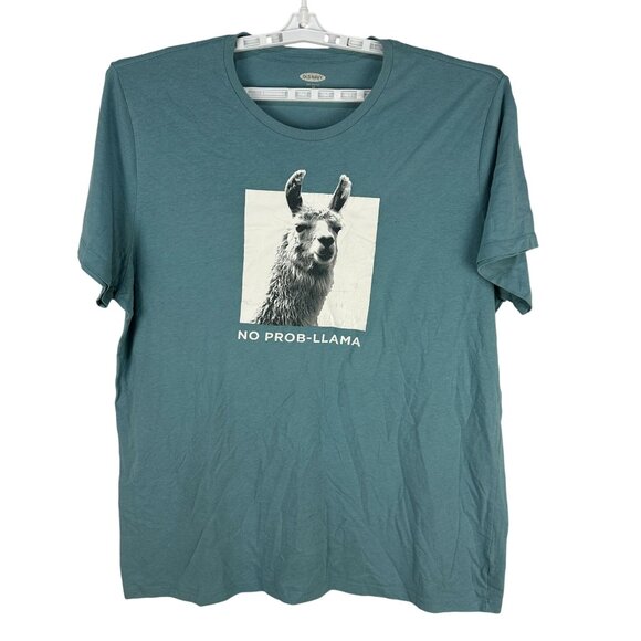 Old Navy Soft Washed Graphic Tee No Prob Llama Print Mens XXL Blue - Picture 2 of 6